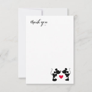 Carte De Remerciements Mickey & Minnie Silhouette Baby Shower de Mariage