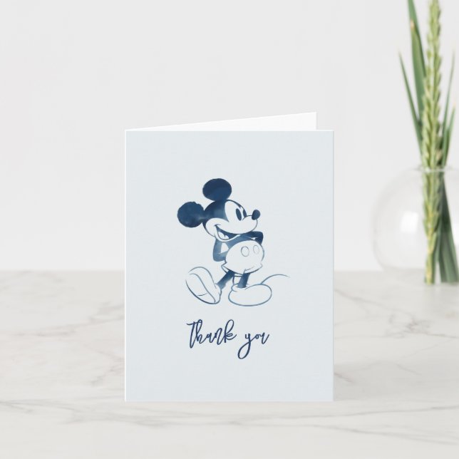 Carte De Remerciements Mickey Mouse | Au-dessus de la lune - Baby shower  (Devant)