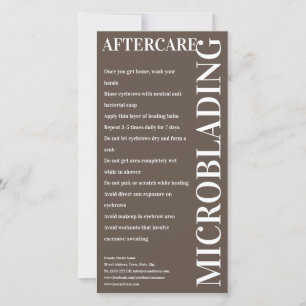 Carte De Remerciements Microblading Aftercare Bold Instruction Brown