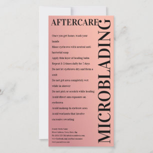 Carte De Remerciements Microblading Aftercare Rose et Gold_Exemple