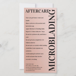 Carte De Remerciements Microblading Post-Care Peony Rose Dégradé minimal