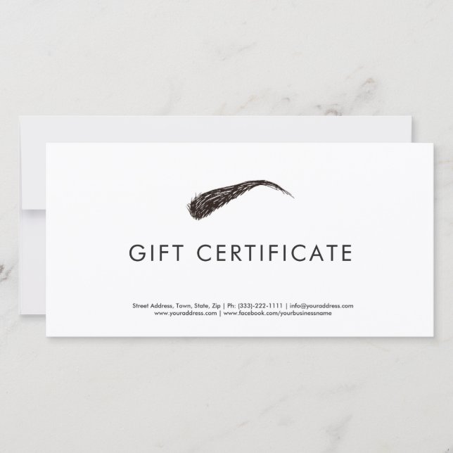 Carte De Remerciements Microblading Simple Modern Cadeau Certificat (Devant)