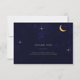 Carte De Remerciements Midnight Celestial Gold Moon Stars Mariage photo