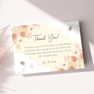 Carte De Remerciements Miel Bee Fleur sauvage Baby shower neutre selon le