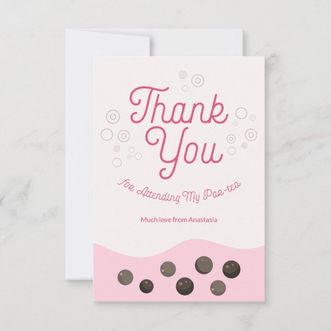 Carte De Remerciements Mignon Axolotl Rose Thé aux Perles Par-tay Enfants (Devant)