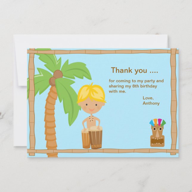 Carte de remerciements mignon de garçon de Luau (Devant)