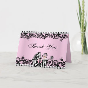 Carte de remerciements mignon de zèbre de bébé de