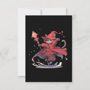Carte De Remerciements Mignon Héros Chat Mage Rouge