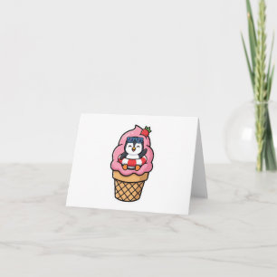 Carte De Remerciements Mignon Kawaii Manchot Cône de Glace Été BSticker