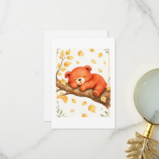 Carte De Remerciements Mignon ours bébé aquarelle dormant sur une branche