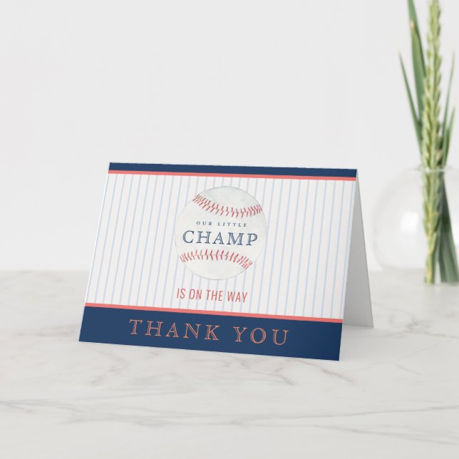 Carte De Remerciements Mignon rouille notre petite base-ball Champ Baby S (Devant)