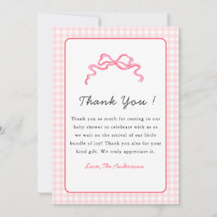 Carte De Remerciements Mignon Ruban Rose Bébé Fille 