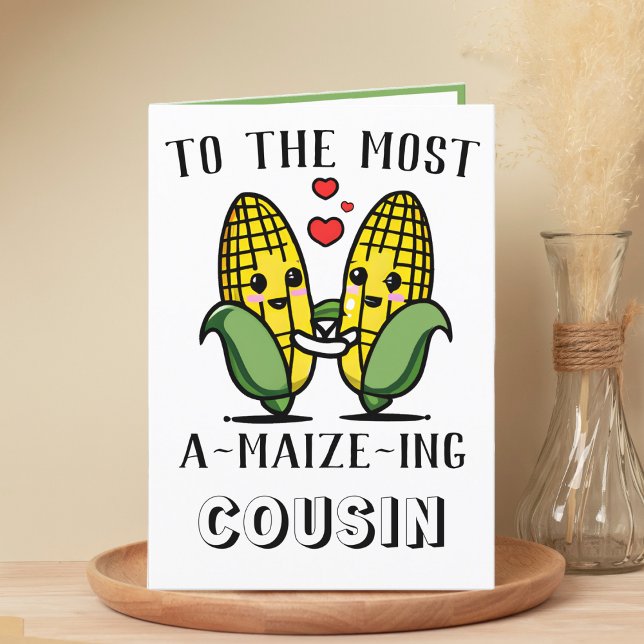 Carte De Remerciements Mignonne Maize Maïs Pun Cousin Joyeux Anniversaire (cute corn on the cob birthday card for cousin)