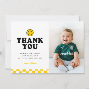 Carte De Remerciements Mignonne One Happy Dude Smile Photo Boy 1er annive