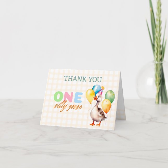 Carte De Remerciements Mignonne One Silly Goose 1er anniversaire Sexe Neu (Devant)