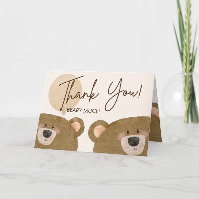 Carte De Remerciements Mignonne Ours Nous Pouvons Attendre Baby shower Se (Devant)