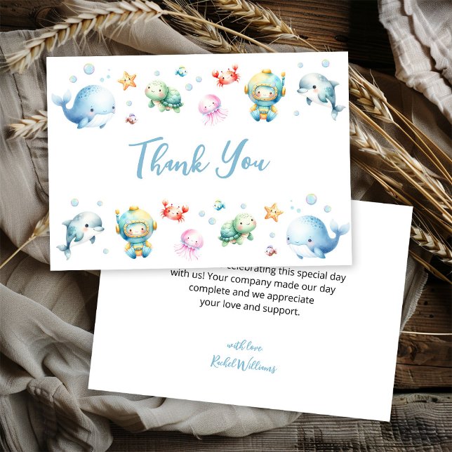 Carte De Remerciements Mignonne Sous le Baby shower marin (Créateur téléchargé)