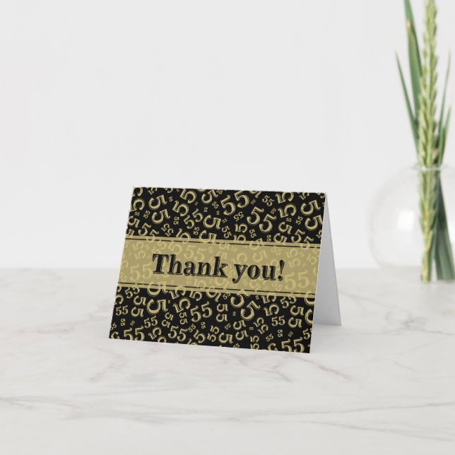Carte De Remerciements Milestone 55 Random Number Pattern Black/Gold (Devant)