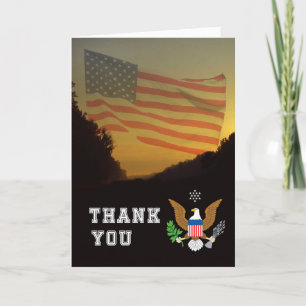 Carte De Remerciements Militaire américain Drapeau patriotique USAphoque