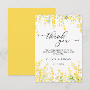 Carte De Remerciements Mimosa jaune Rustique Golden Floral Printemps mari