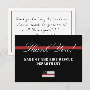 Carte De Remerciements Mince Red Line USA Drapeau Firefighter Appréciatio