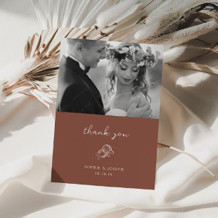 Carte De Remerciements Mini-fer à cheval   Photo de Mariage Brown rustiqu