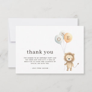 Carte De Remerciements Mini mignon petit Lion 3 ballons fête d'anniversai