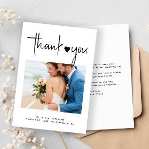 Carte De Remerciements Mini photo script moderne simple mariage