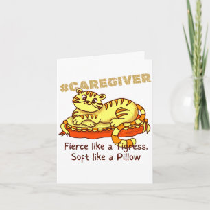 Carte De Remerciements Mini Tigresse orange sur Coussin Dessin Animé Soig