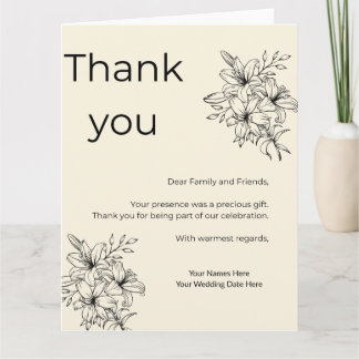 Carte De Remerciements Minimal Beige Wedding Thank You Card