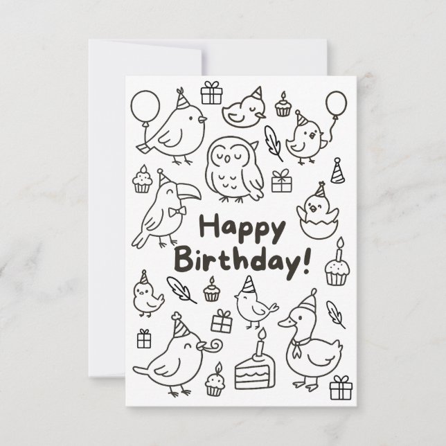 Carte De Remerciements Minimal Bird Doodle Birthday Card (Devant)