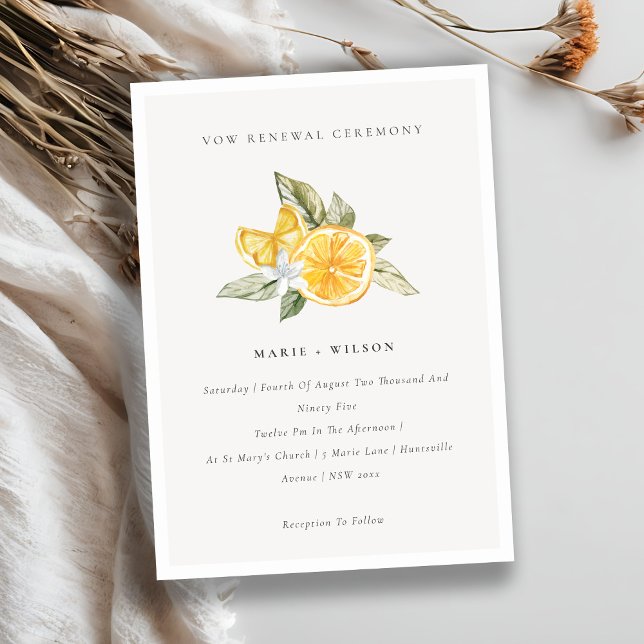 Carte De Remerciements Minimal Chic Lemon Boho Fauna Vow Renouvellement I (Créateur téléchargé)