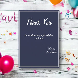 Carte De Remerciements Minimal Chic Navy Bleu Blanc Delice 1er Anniversai