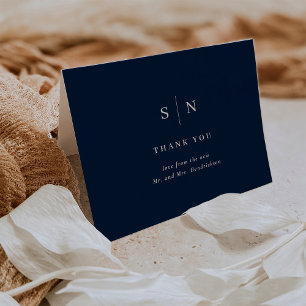 Carte De Remerciements Minimal et chic   Mariage bleu marine