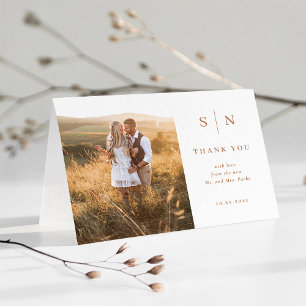 Carte De Remerciements Minimal et chic   Mariage Photo Boho