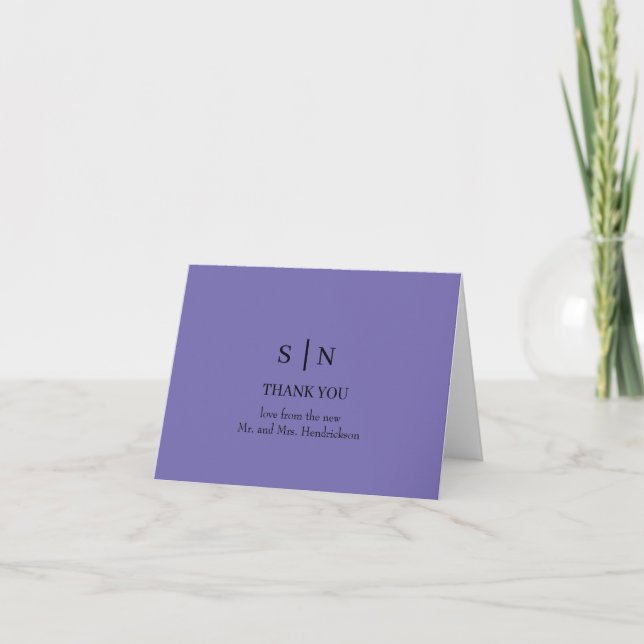 Carte De Remerciements Minimal et chic | Mariage violet (Devant)