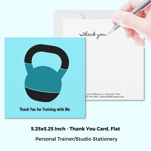 Carte De Remerciements Minimal Kettlebell Electric-Blue Thank You Card (Minimal Kettlebell Electric-Blue Thank You Card, 5.25x5.25 Inch)