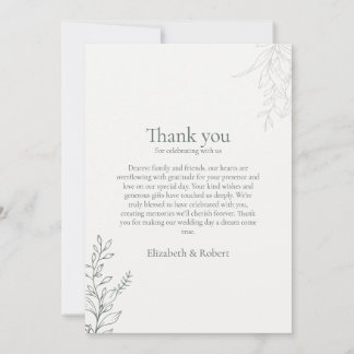 Carte De Remerciements Minimal Sage Green Botanical Thank You Card