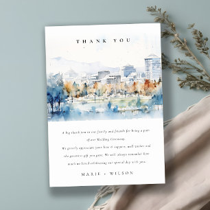 Carte De Remerciements Minimal San Jose, California Watercolor Mariage