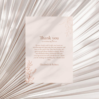 Carte De Remerciements Minimal Terracotta Botanical Thank You Card