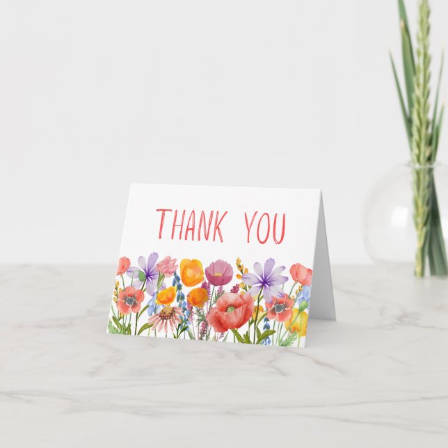 Carte De Remerciements Minimal Wildflower Thanks - Elegant Inside Text (Devant)