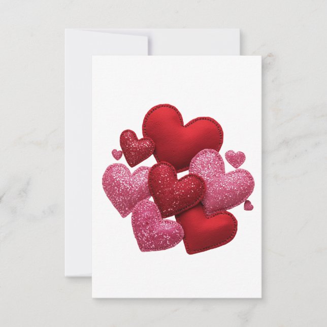 Carte De Remerciements Minimalist Aesthetic Red Hearts Pattern (Devant)