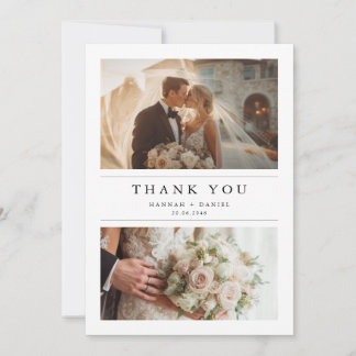 Carte De Remerciements Minimalist Chic Two Photo Wedding Thank You Card