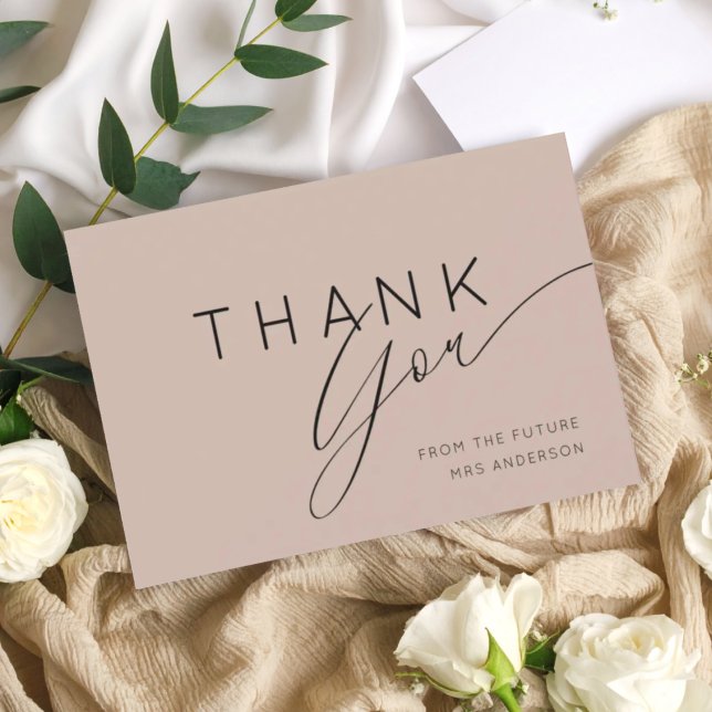 Carte De Remerciements Minimalist Dusty Rose Thank You Bridal Shower  (Créateur téléchargé)