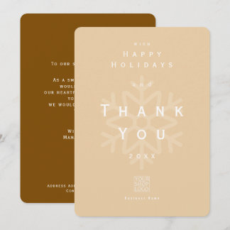 Carte De Remerciements Minimalist Holiday Thank You Business Beige Brown