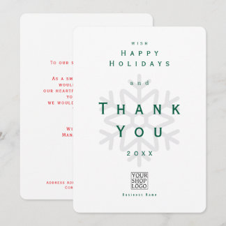 Carte De Remerciements Minimalist Holiday Thank You Business White