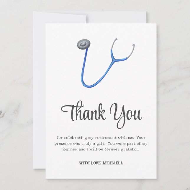 Carte De Remerciements Minimalist Stethoscope Retirement (Devant)