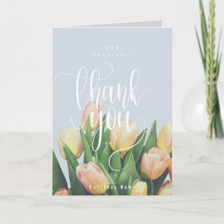 Carte De Remerciements Minimalist Tulip Photo Thank You Business Grey
