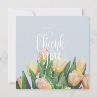 Carte De Remerciements Minimalist Tulip Photo Thank You Business Grey