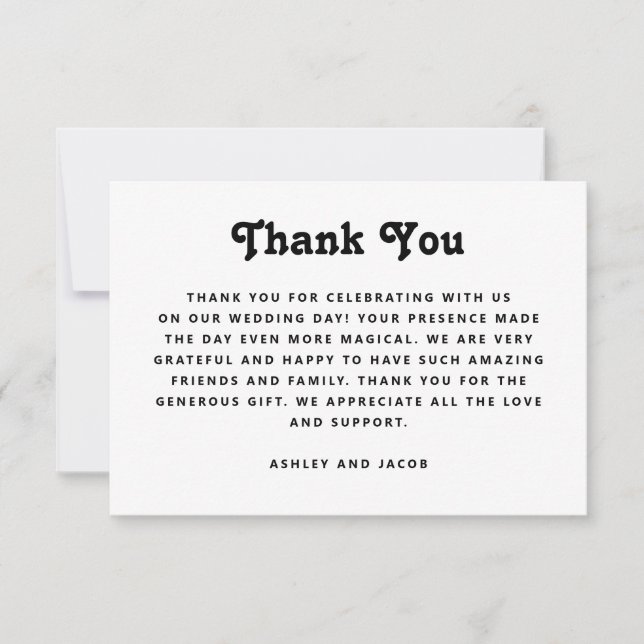 Carte De Remerciements Minimalist Wedding | Elegant Modern Typography (Devant)